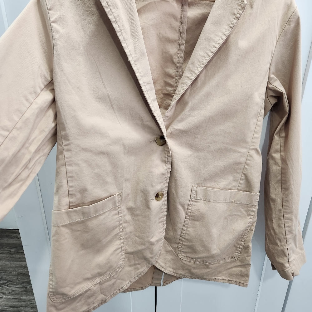 Pact Sesame Boulevard Brushed Twill Blazer Women’s XS Beige Tan With Pockets - Picture 7 of 12
